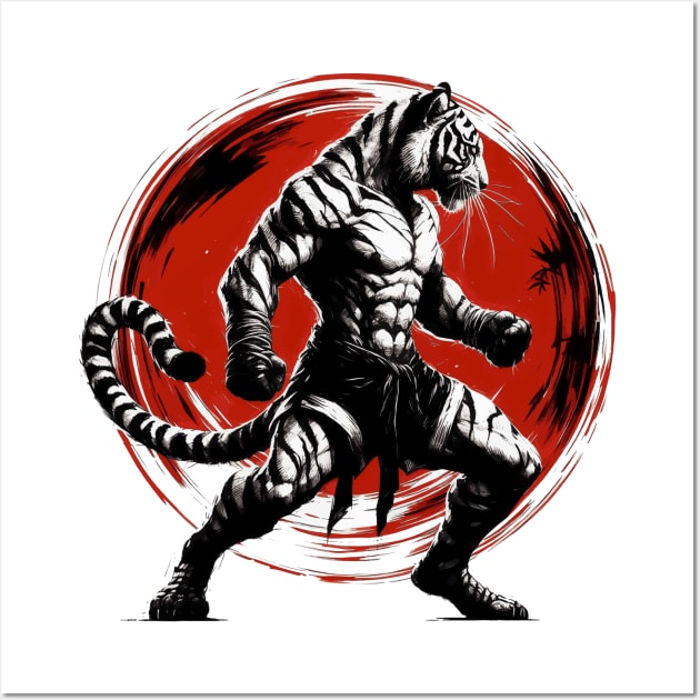 Muay Thai Boxer Tiger Sumie Ink Art Wall Art by TomFrontierArt